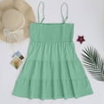 thumbnail image 6 of Sundresses for Women Cute Spaghetti Strap Smocked Tiered Mini Dress Casual Summer Boho Flowy Swing Beach Sun Dresses, 6 of 7