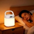 thumbnail image 2 of Portable Handle Cordless Night Lamp with Clock, LED Touch Sensor & Remote Night Light, USB Rechargeable Dimmable Bedside Lamp for Bedroom, Kids Room, Nursery, Camping, Emergency, 2 of 7