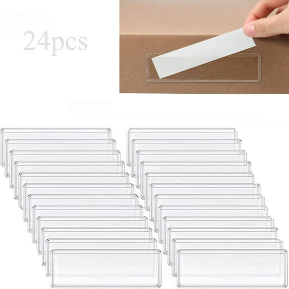 Label Holders Adhesive Shelf Tag 24pcs with Cards Paper for Drawers/Shelves/Storage Bins/File/ Library(4.33x1.18in)