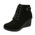 thumbnail image 5 of POROPL Ankle Boots for Women Chunky Wedge Shoes,Boots for Saving Size 5, 5 of 7