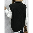 thumbnail image 5 of DOKOTOO Women's Plus Size Black Cable Knit Sweater Vest Loose Fit Sleeveless Pullover for Women, 5 of 11
