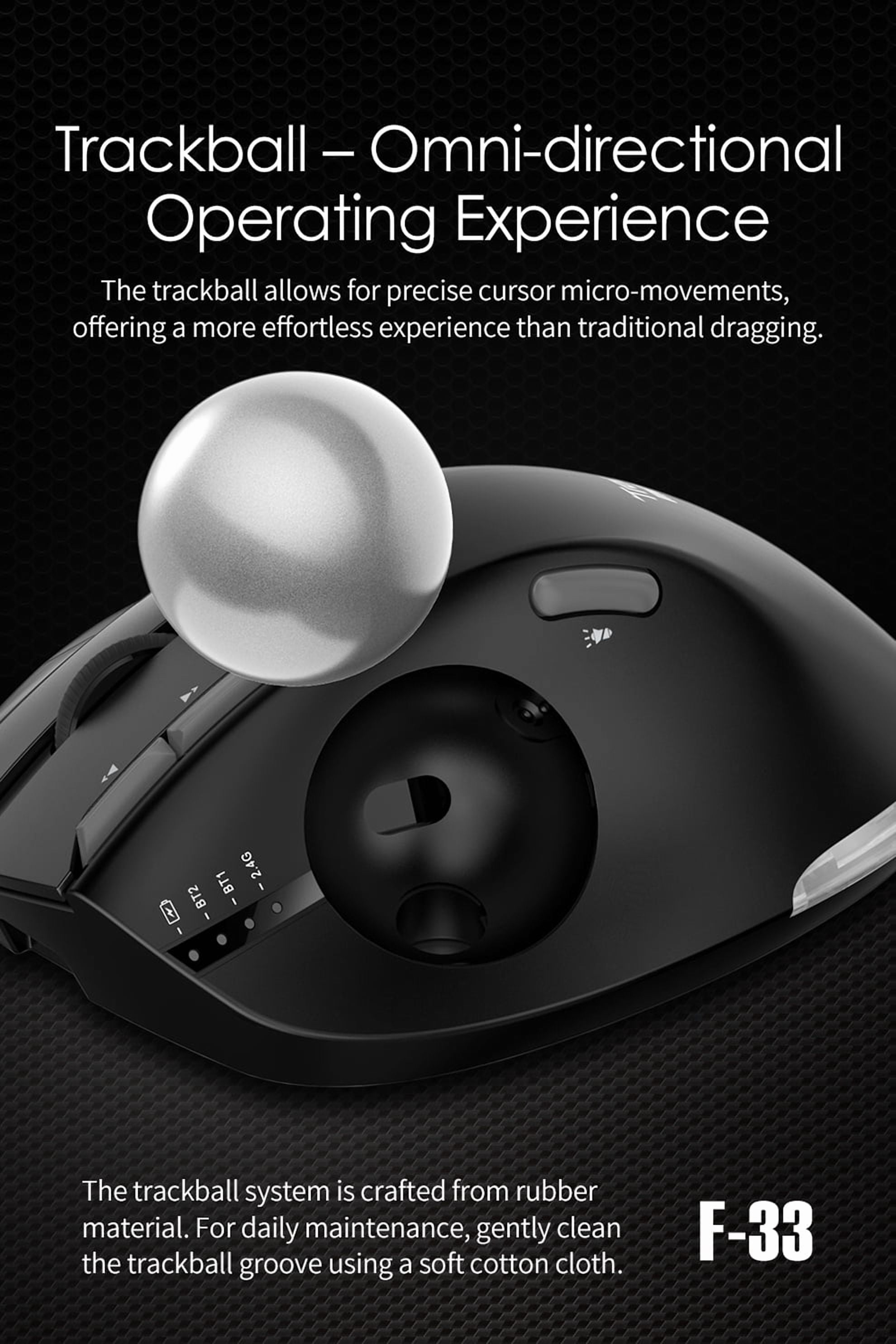 Bluetooth Trackball Mouse Ergonomic Rollerball 2.4G Wireless Mouse Programmable Buttons Thumb Control Mice Rechargeable Optical Mouse for 3 Devices