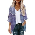 thumbnail image 2 of DDAPJ pyju Summer Beach Cardigans for Women 3/4 Sleeve Floral Print Open Front Cardigan Tops Lightweight Boho Kimonos Loose Casual Beach Cover Ups Women Purple XXL, 2 of 4