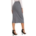 thumbnail image 3 of INSPIRE CHIC Women's Straight Skirt High Waist Midi Sweater Pencil Skirt XL Light Grey, 3 of 6