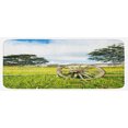 thumbnail image 1 of Barn Wood Wagon Wheel Kitchen Mat, Fresh Green Meadow Ranching Fences Growth Rural Landscape Trees, Plush Decorative Kitchen Mat with Non Slip Backing, 47" X 19", Multicolor, by Ambesonne, 1 of 1