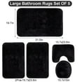 thumbnail image 2 of Aiteng 5Pcs Bathroom Rugs Sets with Toilet Lid Cover Non Slip Extra Absorbent Plush Soft Washable Bath Rugs and Mats Set, Black, 2 of 7
