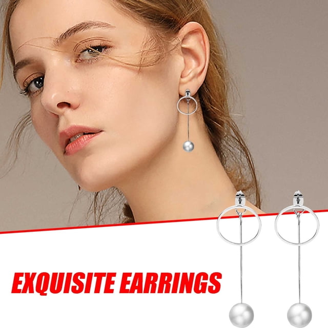 Xihbxyly Oferta del día Liquidación Pendientes brillantes europeos y de moda Pendientes de tendencia de perlas grandes