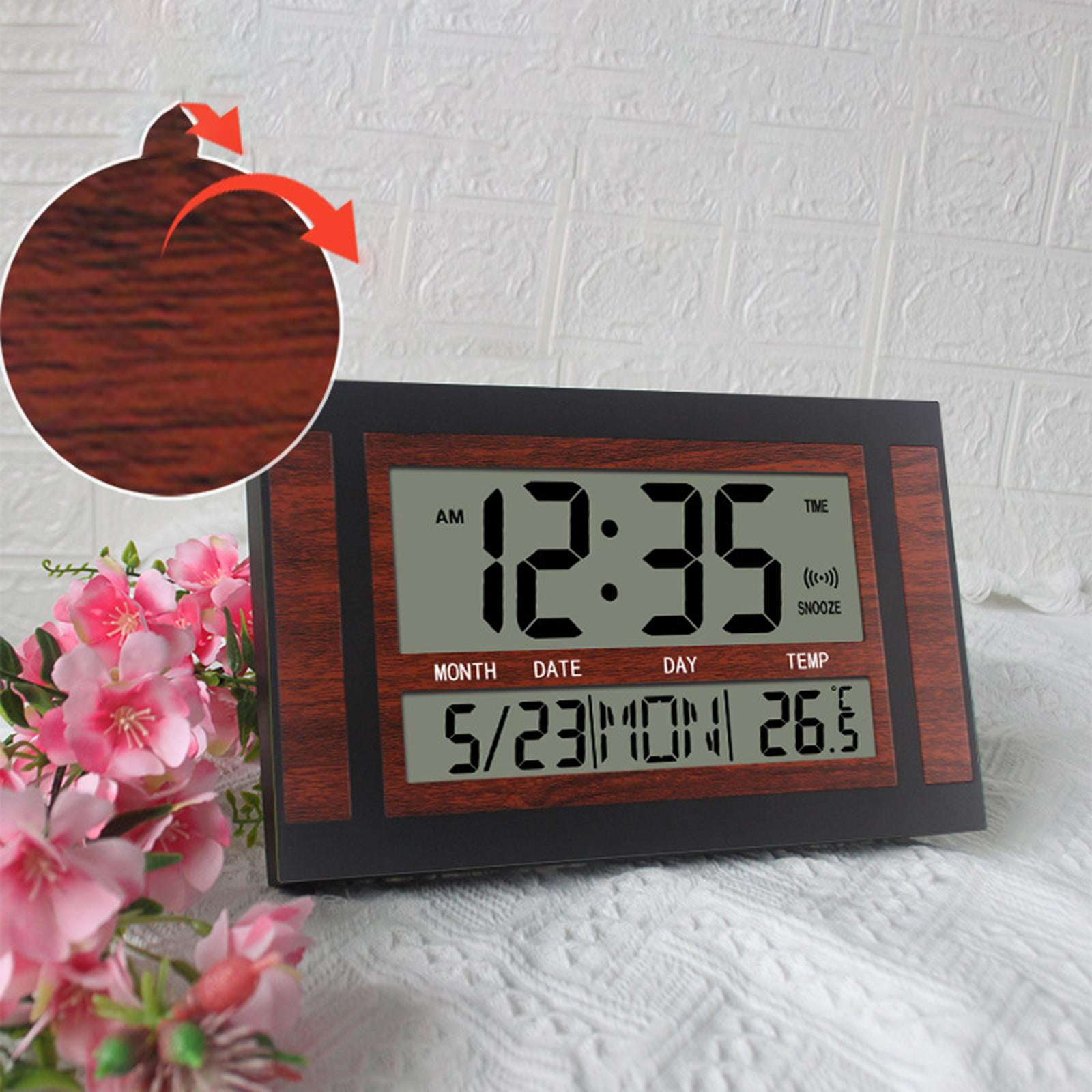 Electronic Digital Snooze Function Temperature Battery Operated Date Modern Wall Clocks for office and cafe Shop Housewarming , Red Red Black