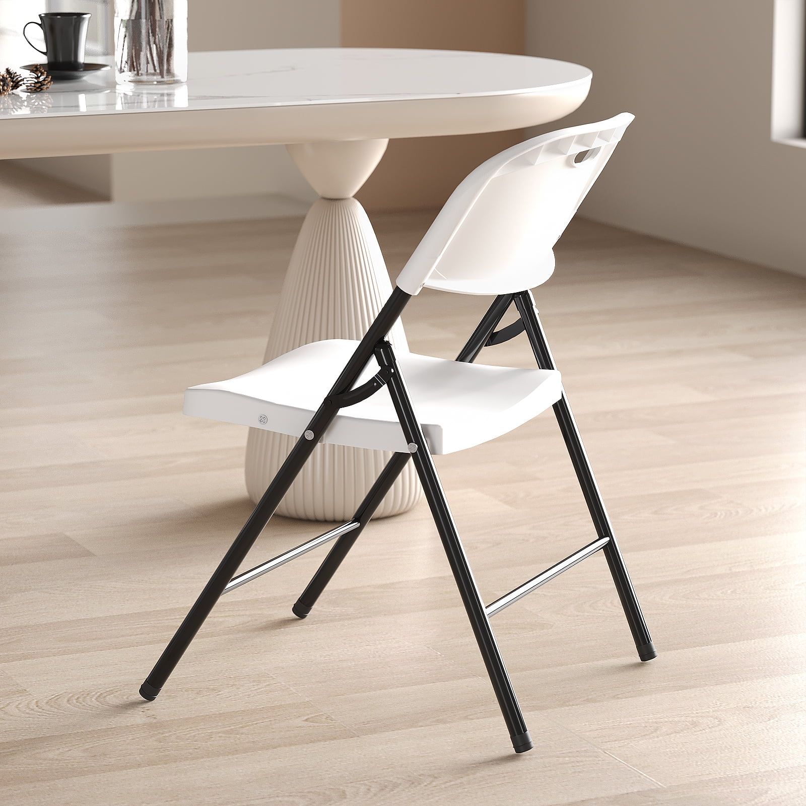 Nazhura 6 Pack 650 Weight Limit Heavy Duty Plastic Folding Chair with Reinforced Steel Frame for Indoor and Outdoor, Wedding, Party, Restaurant, Meeting Room, Patio and Garden