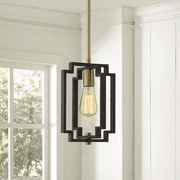 "Briignite 1-Light Lantern Black Rectangle Chandelier Industrial Traditional Vantage Pendant for Kitchen Living Room Dining Room