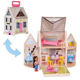 KidKraft Tote-ables&trade; Portable Cottage Dollhouse with Doll Included, Storage, 30 Accessories