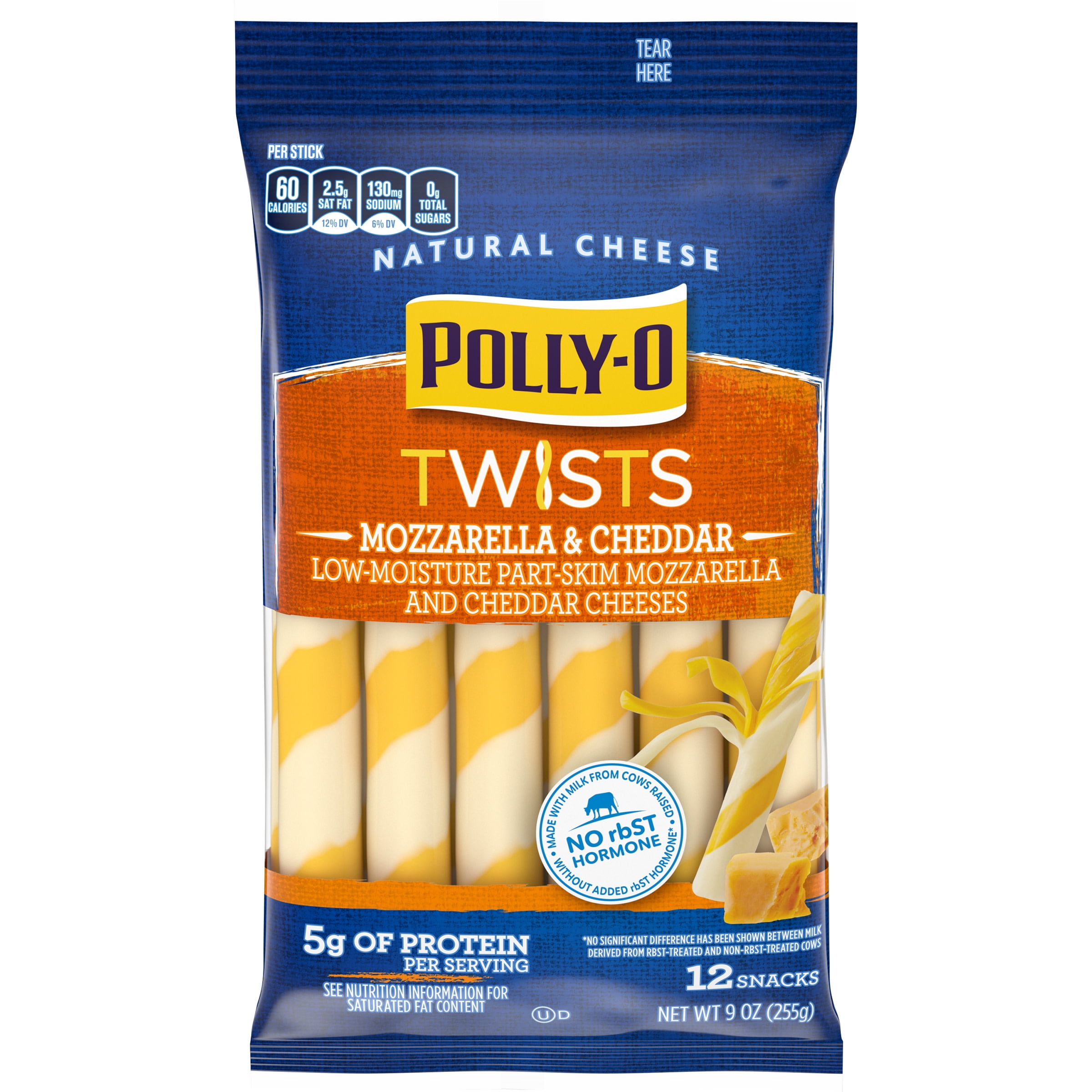 Polly-O Twists String Cheese Mozzarella & Cheddar Cheese Snacks, 12 ct Sticks
