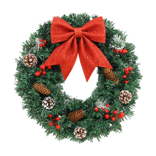 Decoración de corona navideña, guirnalda navideña, Navidad, adorno, con corona de puerta con lazo 40 cm