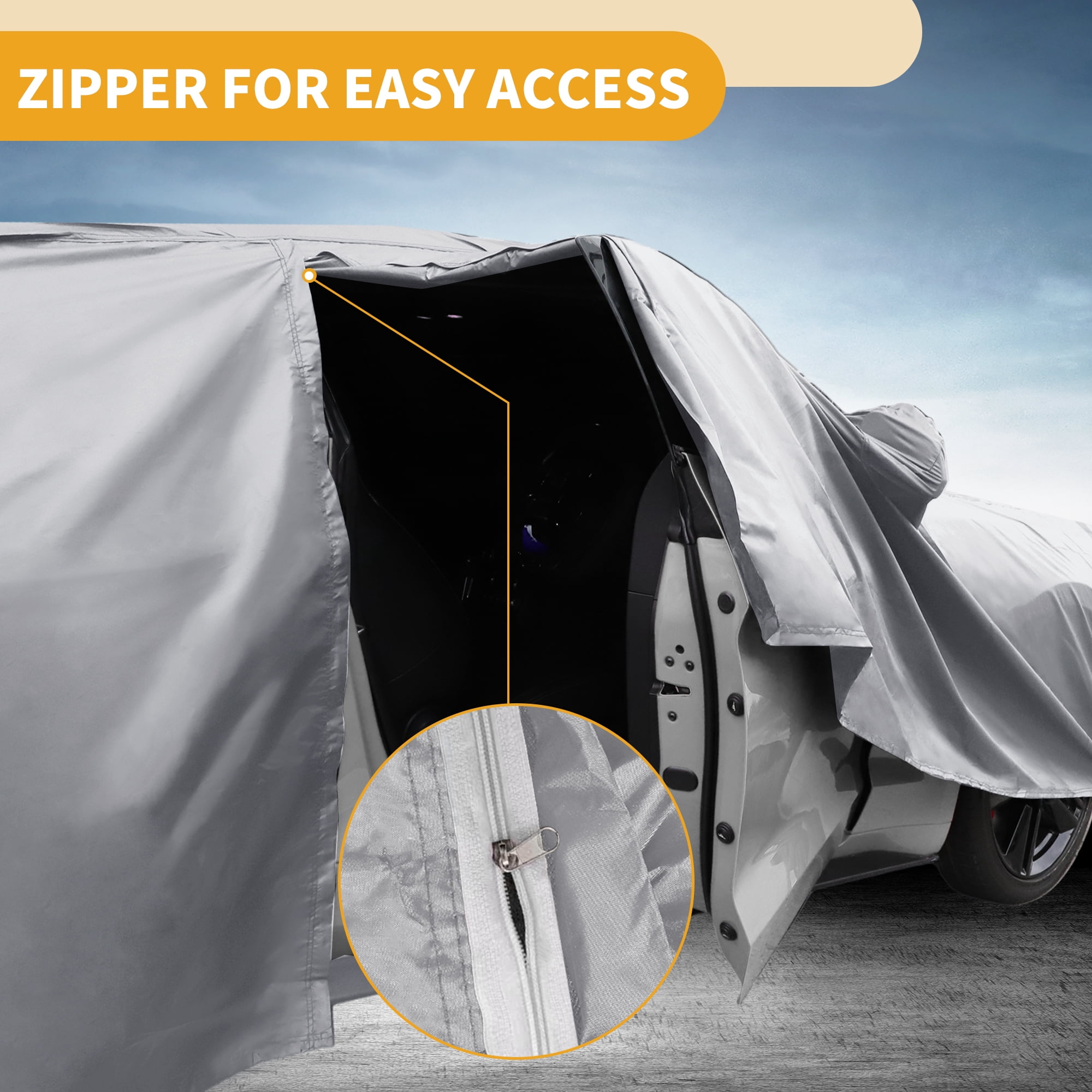 Unique Bargains Universal Waterproof Car Cover Silver 192.91"x70.87"x49.21"