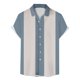 thumbnail image 1 of Camisas De Compresion Camisa de manga corta de verano con de rayas impresas digitales en 3D para hombre Camisa informal de talla grande (Blue, XXL), 1 of 2