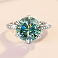 thumbnail image 2 of 5ct Blue/Green/Yellow Moissanite Rings for Women Round Cut D Color VVS1 Engagement Diamond Rings 6-Prong Moissanite Wedding Rings for Women with Certificate, 2 of 7