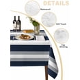 thumbnail image 3 of Navy Blue Grey Striped Tablecloth Square Table Cloth 60x60,Waterproof Outdoor Table Cloth Covers Decorative Table Protector,Farmhouse Stripes Minimalist Washable Table Cover for Kitchen Dinning Party, 3 of 8