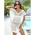 thumbnail image 6 of Swimsuit Cover Up for Women Crochet Bathing Suit Swimwear Mesh Knit Beach Dress Summer White One size, 6 of 9