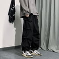 thumbnail image 5 of New Fashion Elastic Waist Solid Oversize Men Cargo Tracksuit Pants Y2K Side Pocket Straight Casual Women Baggy Long Trousers, 5 of 5