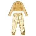 thumbnail image 3 of TiaoBug Kids Girls Jazz Street Dance Hip Hop Activewear Sequins Crop Top And Pants Sport Workout Outfit Gold 10, 3 of 7