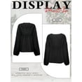 thumbnail image 7 of HUBERY Women Lace Spliced V Neck Lantern Long Sleeve Solid Color Chiffon Top, 7 of 7
