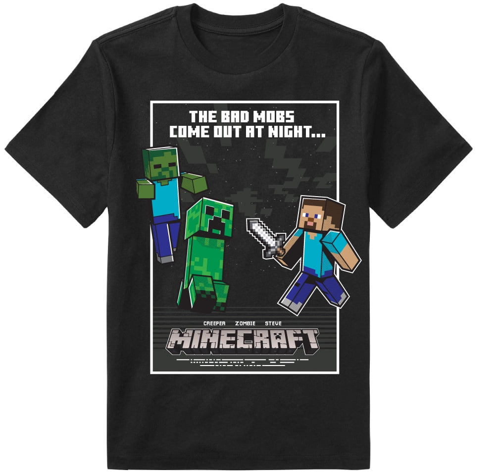 3 Pack Minecraft Boys Creeper & Characters 3 Colors Short Sleeve T-Shirt Set 