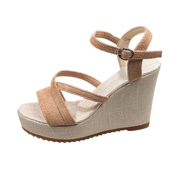 ShiShine Women's Criss Cross Strap Espadrille Wedge Sandals Adjustable Buckle Open Toe Party Shoes