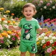 thumbnail image 2 of Oiyii Little Boys Summer Casual Outfits Dinosaur Print Short Sleeve T-Shirt Shorts Set, 2 of 5
