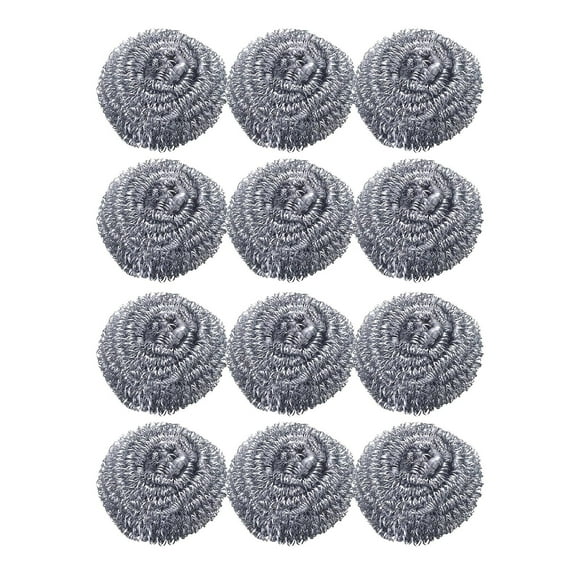 12X Steel Ball Stainless Sponges Scrubbing Scouring Pad Wool Scrubber for Kitchens Bathroom andMore 12Pcs