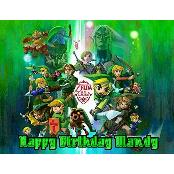 Legend of Zelda Edible Image Photo Cake Frosting Icing Topper Sheet Personalized Custom Customized Birthday Party - 1/4 Sheet - 79544
