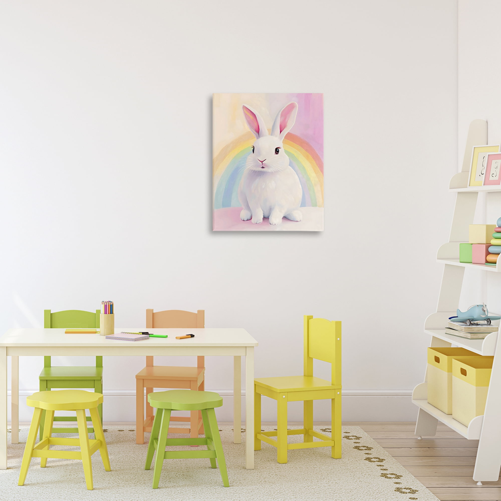 Stupell Industries Rainbow Bunny in Pastel Hues Canvas Wall Art, design by The Prints Vibe