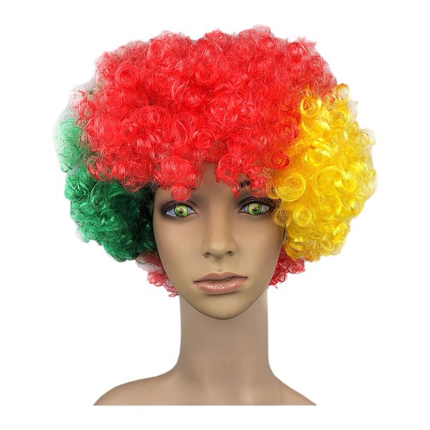 Peluca rizada corta y esponjosa para hombres y mujeres, fanáticos del equipo nacional de fútbol, mujeres, hombres, peluca rizada, peluca de fiesta para adultos de carnaval