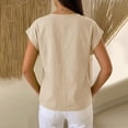 thumbnail image 6 of MEICHEN Women's Cotton Linen T Shirt Short Sleeve Wrap Style V Neck Top Casual Loose Fit Top Summer Essentials Tops for Women, 6 of 8