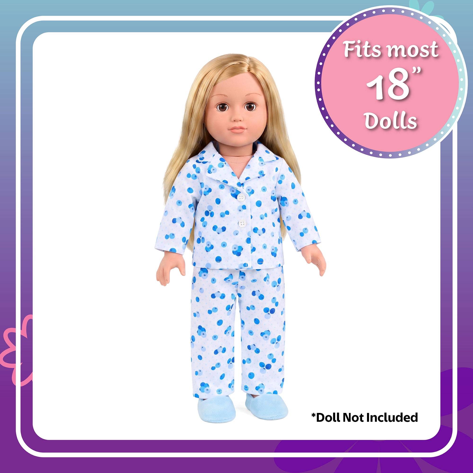 My Life As Blueberries Pajama Fashion Set for 18-inch Dolls, 3 Pieces