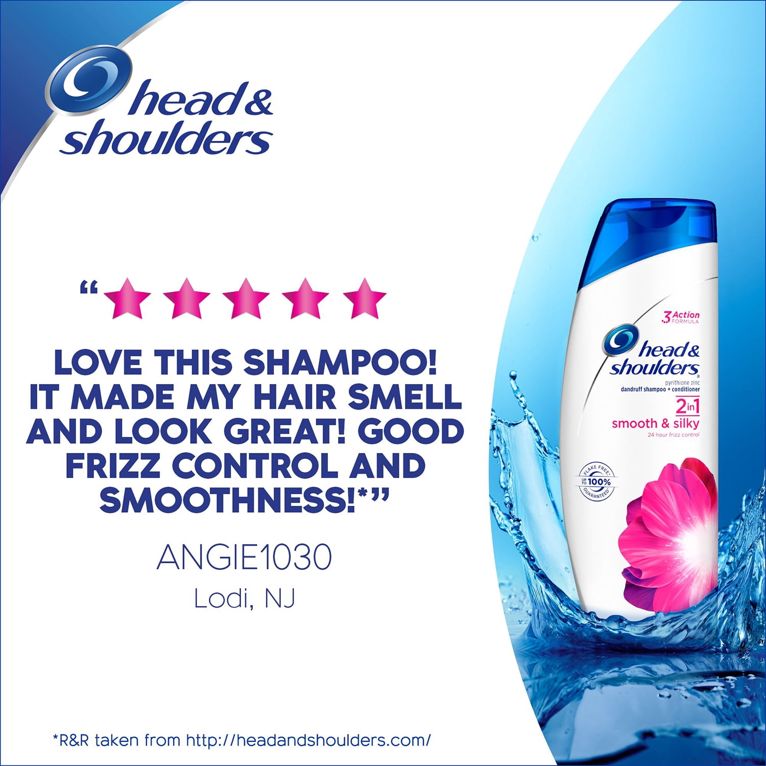 Head and Shoulders Smooth and Silky 2-in-1 Anti-Dandruff Shampoo + Conditioner 13.5 Fl Oz