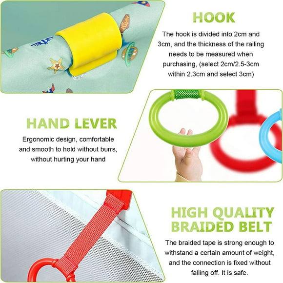 serony Anneau de Traction pour Parc de Bébé, Anneaux Suspendus, Anneaux de Traction Colorés pour Nouveau-Né, Pendentifs pour Apprendre à Se Tenir, Jouets pour Enfants, Poignées, Accessoires d'Entraînement à la Marche à la Maison, Bleu