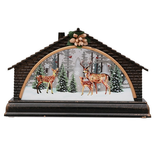 Navidad Pesebre Decoración De Casa De Nieve Luz De Noche Accesorios De Mobiliario Para El Hogar Adorno De Casa De Pueblo De Navidad Inevent HA041702-04