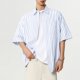 thumbnail image 4 of pstuiky camisetas de hombre, Camisa de manga larga vintage informal con solapa y botones a rayas para hombre camisetas de hombre l, 4 of 6