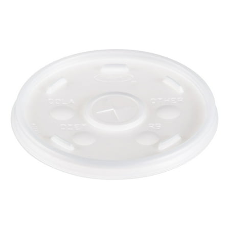 Dart Plastic Lids, Fits 12 oz to 24 oz Hot/Cold Foam Cups, Straw-Slot Lid, Translucent, 100/Pack, 10 Packs/Carton