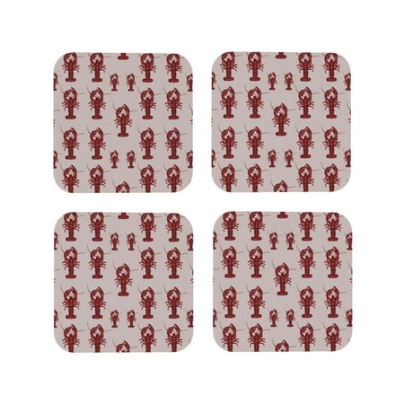

Yiaed Red Lobster With Claws Print Leather Coasters for Drinks - Cup Coasters Coffee Table Kitchen Table Bar Home & Office Gifts Handmade Drink Coasters-Square