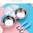 thumbnail image 3 of Platos de cena de acero inoxidable para bebés, plato de comida para aperitivos para niños con forma de coche, bandejas de comida divididas en 5 secciones para niños pequeños, 3 of 5