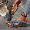 thumbnail image 2 of Rokment Beach Flower Orthopedic Arch Support Walking Backless Sandals for Women 2026 Boho Comfortable Casual Leather Ortho Platform Wedge Low Heel Dress Slip on Slippers Blue Size 9.5, 2 of 6
