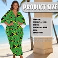 thumbnail image 7 of Xixirimido Jamaican Flags Green Print Kaftan Dress for Women, Plus Size Hawaiian Batwing Sleeve Beach Cover Up V-Neck Summer Swimsuit Dresses, 7 of 7