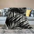 thumbnail image 2 of ONETECH  Palm Leaf Sherpa Throw Blanket Palm Tree Print Blanket for Couch Sofa Hawaiian Tropical Theme Decor Plush Blanket Black White Nautre Theme Fuzzy Blanket Throw, 2 of 6
