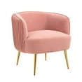 thumbnail image 2 of Pink Upholstered Velvet Accent Chair, Modern Reception Arm Chair Comfy Single Sofa Club Chair Leisure Living Room Chair with Golden Metal Legs for Bedroom Reading Room, Easy Assembly, 2 of 7