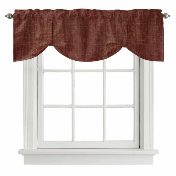 Tie Up Valance for Windows Brown Linen Texture Curtains Valances Rod Pocket Valance Window Treatments Vintage Solid Color Balloon Curtains for Kitchen Living Room Bedroom Bathroom Decor 42x12 Inch