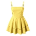 thumbnail image 4 of YMNXA Women's Summer Dress Sleeveless Spaghetti Strap Solid Color Bow Design Backless A Line Fashion Elegant Mini Dresses For Daily Wear,Yellow,L, 4 of 5