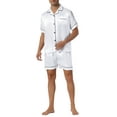 thumbnail image 2 of INSPIRE CHIC Mens Satin Pajama Sets Short Sleeves Summer 2 Piece Loungewear Sleepwears Nightwear M White, 2 of 7