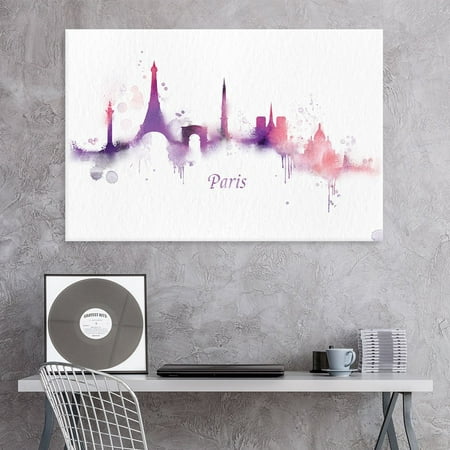 wall26 Canvas Wall Art - Impressionism Watercolor Style City Landscape of Paris - Giclee Print Gallery Wrap Modern Home Decor Ready to Hang - 12x18