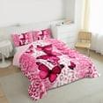 thumbnail image 3 of jejeloiu Pink Kawaii Butterflies Bedding Comforter Set,Leopard Pattern Twin Comforter Sets,Cheetah Print Bedding Set For Girls Kids,Breathable Home Decor Reversible,2-Piece, 3 of 8